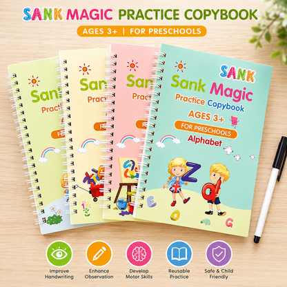 4 Pcs Magic Practice Copybook for Kids Handwriting