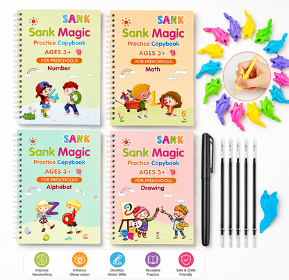 4 Pcs Magic Practice Copybook for Kids Handwriting